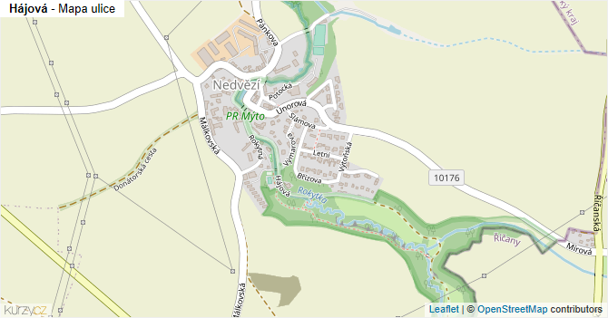 Hájová - mapa ulice
