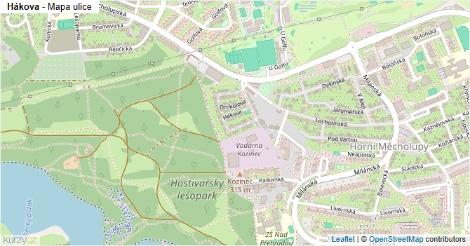 Hákova - mapa ulice