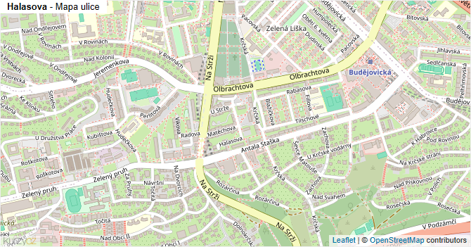 Halasova - mapa ulice