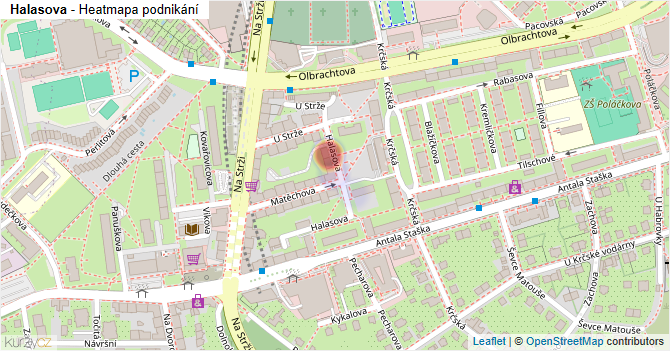 Halasova - mapa podnikání