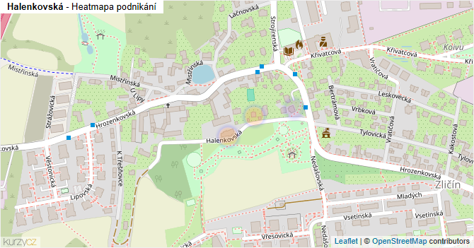 Halenkovská - mapa podnikání