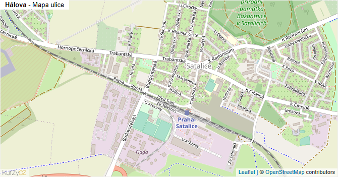 Hálova - mapa ulice