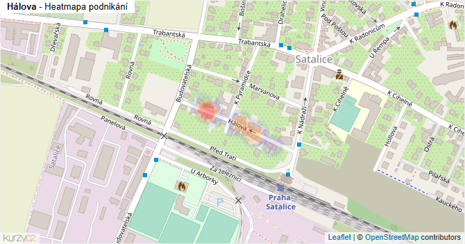 Hálova - mapa podnikání