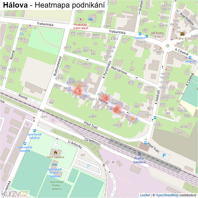 Mapa Hálova - Firmy v ulici.