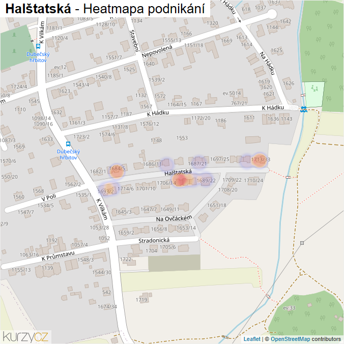 Mapa Halštatská - Firmy v ulici.