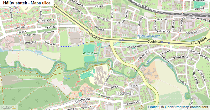 Hálův statek - mapa ulice