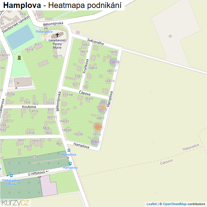 Mapa Hamplova - Firmy v ulici.