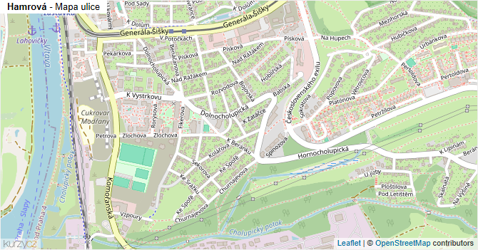 Hamrová - mapa ulice