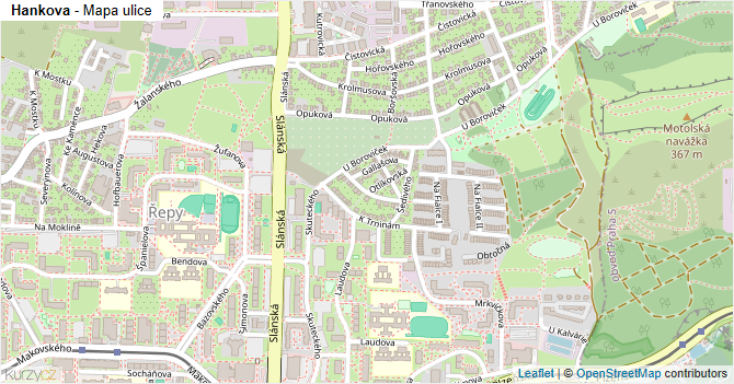 Hankova - mapa ulice