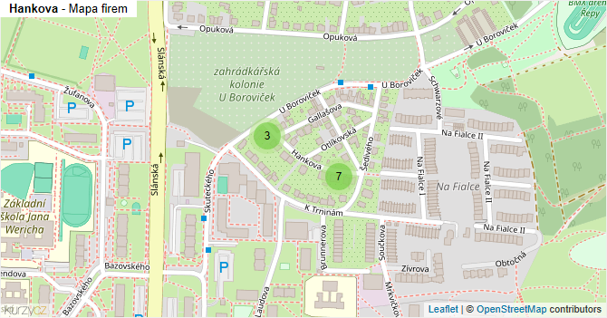 Hankova - mapa firem