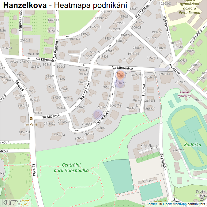 Mapa Hanzelkova - Firmy v ulici.