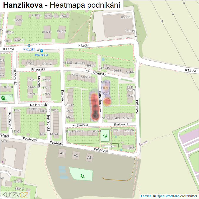 Mapa Hanzlíkova - Firmy v ulici.