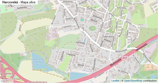 Harcovská - mapa ulice
