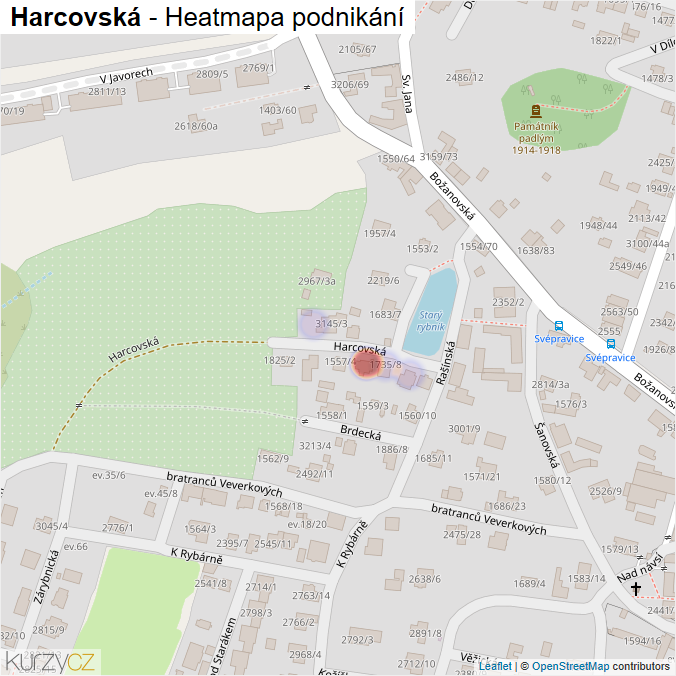 Mapa Harcovská - Firmy v ulici.