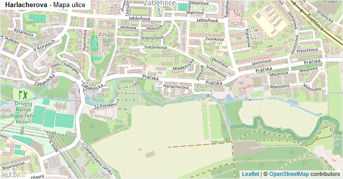 Harlacherova - mapa ulice