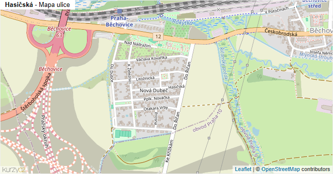 Hasičská - mapa ulice