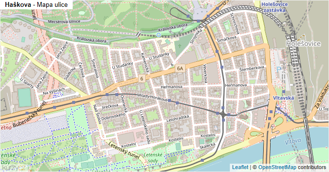 Haškova - mapa ulice