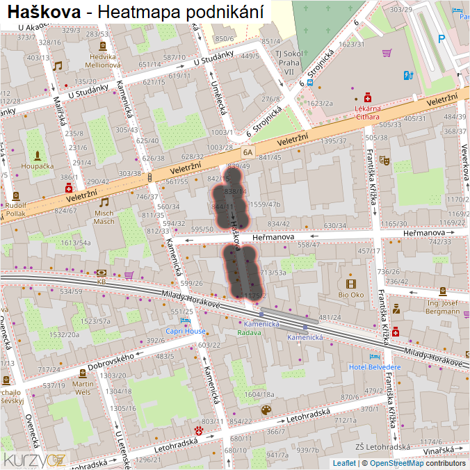 Mapa Haškova - Firmy v ulici.