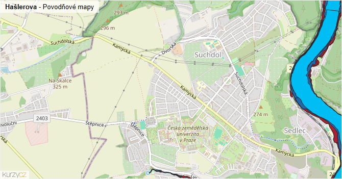 Hašlerova - záplavové mapy stoleté vody