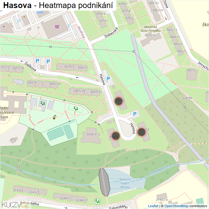 Mapa Hasova - Firmy v ulici.