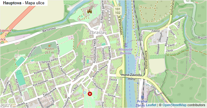 Hauptova - mapa ulice
