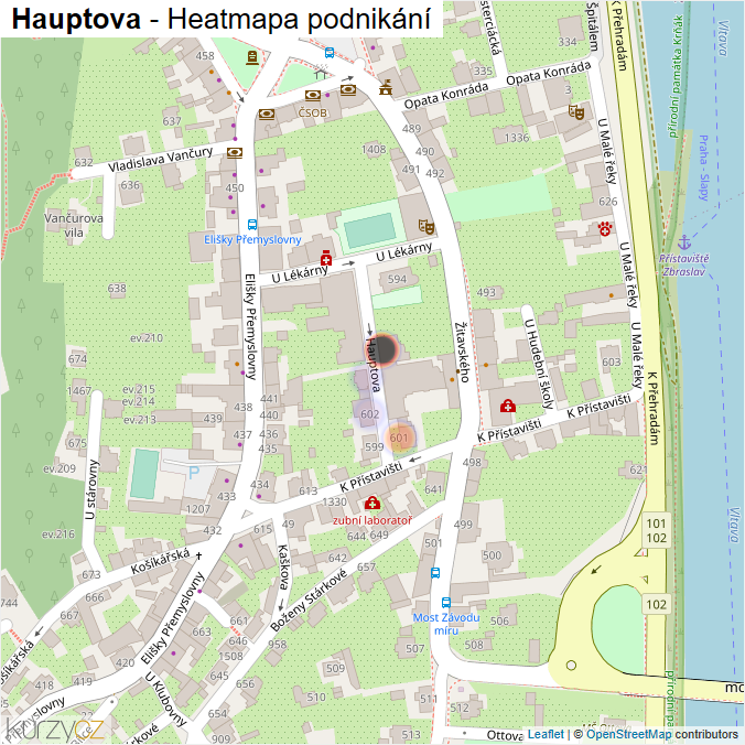 Mapa Hauptova - Firmy v ulici.