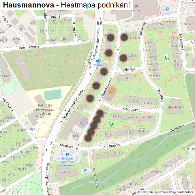 Mapa Hausmannova - Firmy v ulici.