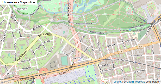 Havanská - mapa ulice