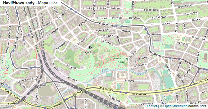 Havlíčkovy sady - mapa ulice