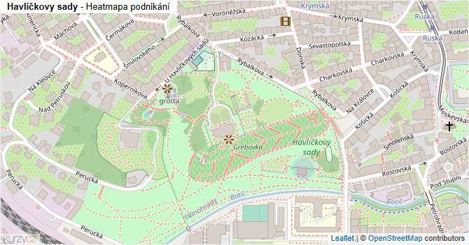 Havlíčkovy sady - mapa podnikání