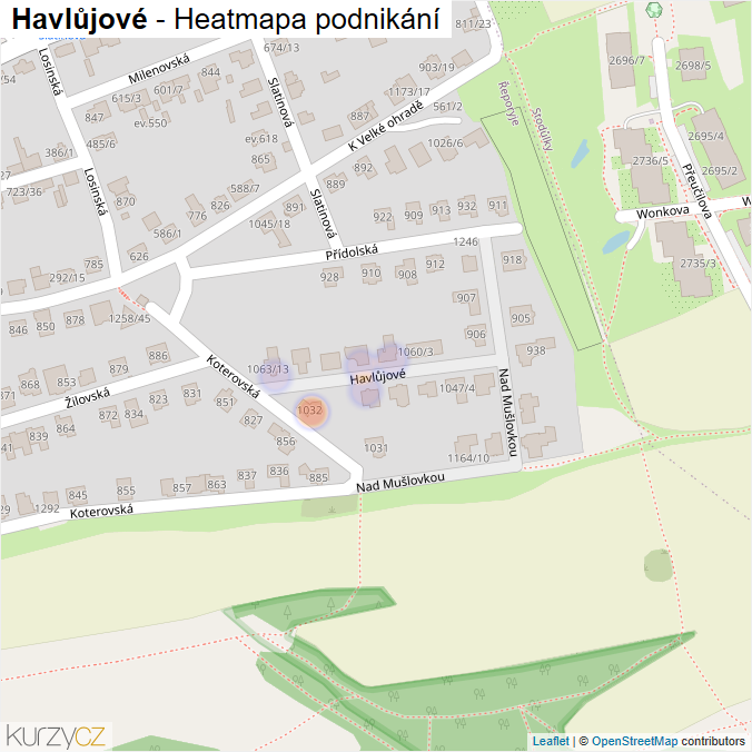 Mapa Havlůjové - Firmy v ulici.