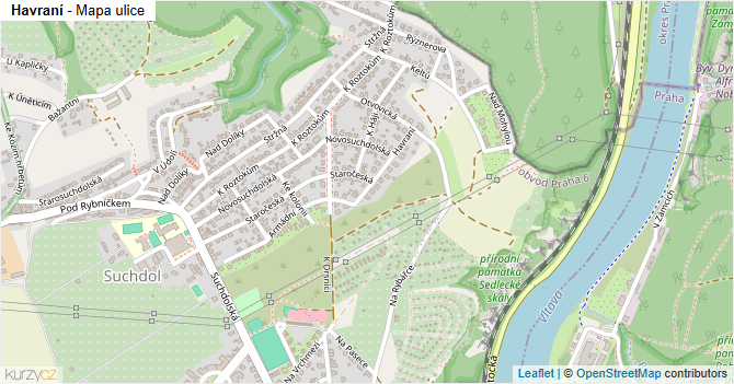 Havraní - mapa ulice