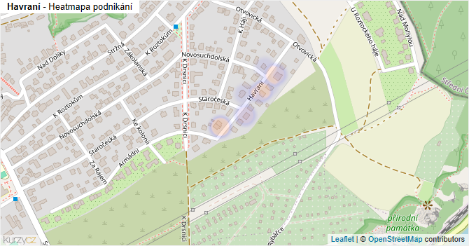 Havraní - mapa podnikání
