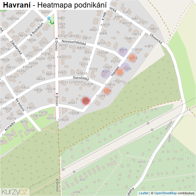 Mapa Havraní - Firmy v ulici.