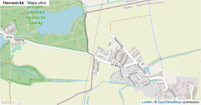 Havranická - mapa ulice