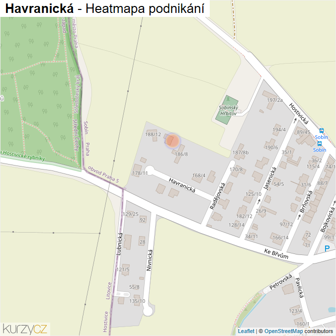 Mapa Havranická - Firmy v ulici.