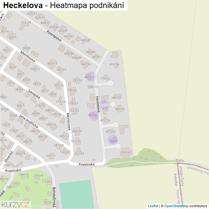 Mapa Heckelova - Firmy v ulici.