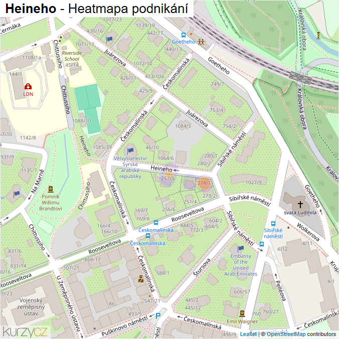Mapa Heineho - Firmy v ulici.