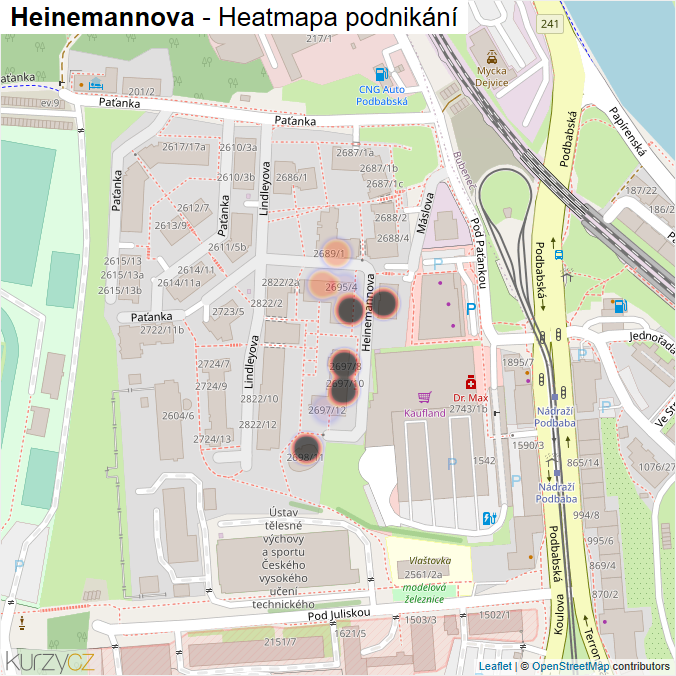 Mapa Heinemannova - Firmy v ulici.