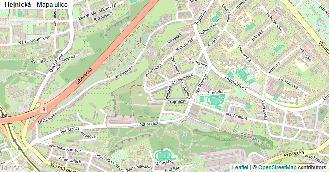 Hejnická - mapa ulice