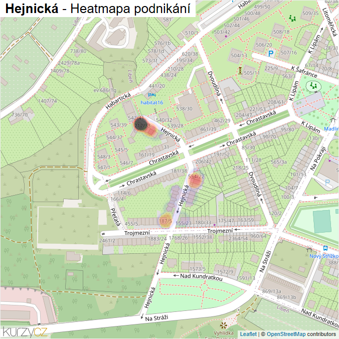 Mapa Hejnická - Firmy v ulici.