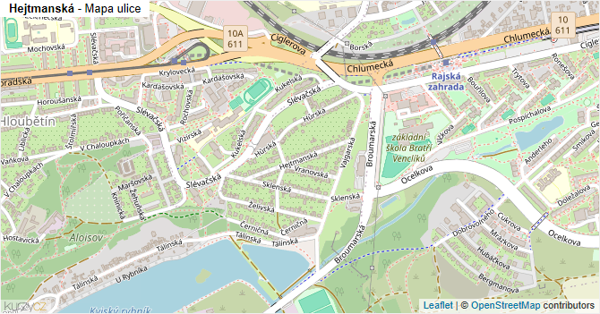 Hejtmanská - mapa ulice
