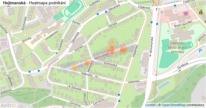 Hejtmanská - mapa podnikání