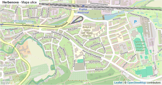 Herbenova - mapa ulice