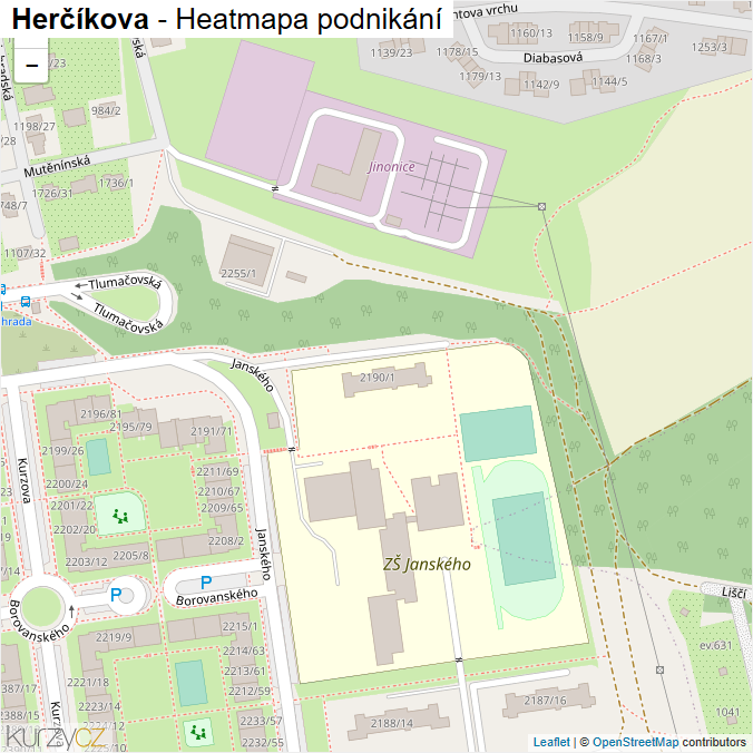 Mapa Herčíkova - Firmy v ulici.