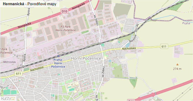 Hermanická - záplavové mapy stoleté vody