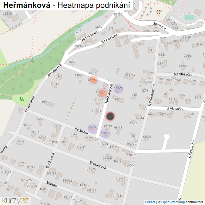 Mapa Heřmánková - Firmy v ulici.