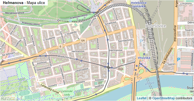 Heřmanova - mapa ulice