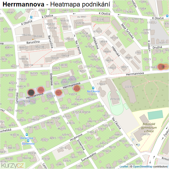 Mapa Herrmannova - Firmy v ulici.