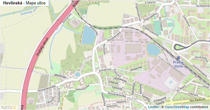 Hevlínská - mapa ulice